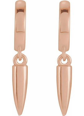 14K Yellow Gold Spike Hinged Hoop Earrings