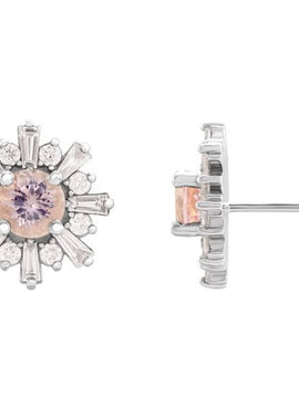 14K White Gold Natural Green Tourmaline & 3/4 CTW Natural Diamond Earrings