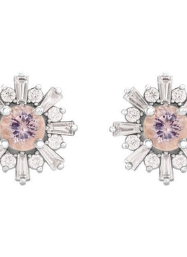 14K White Gold Natural Green Tourmaline & 3/4 CTW Natural Diamond Earrings