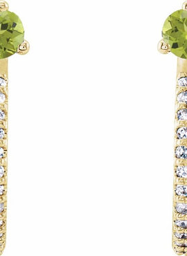14K White Gold Natural Aquamarine & 1/8 CTW Natural Diamond J-Hoop Earrings