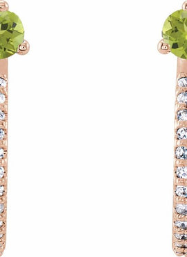 14K White Gold Natural Aquamarine & 1/8 CTW Natural Diamond J-Hoop Earrings