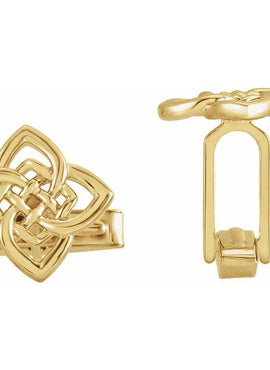 14K Yellow Gold 16.2x12.2 mm Celtic-Inspired Cuff Links