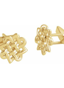 14K Yellow Gold 16x16 mm Celtic-Inspired Cuff Links