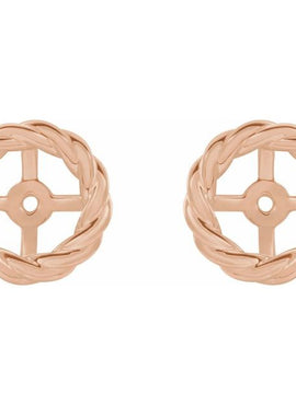 14K White Gold Rope Earring Jackets