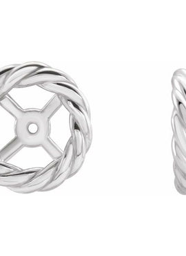 14K White Gold Rope Earring Jackets
