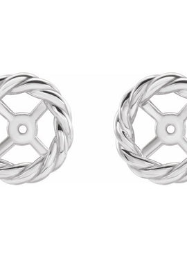 14K White Gold Rope Earring Jackets