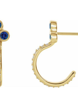 14K Rose Gold Natural Mozambique Garnet & 1/4 CTW Natural Diamond J-Hoop Earrings