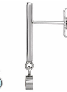 14K White Gold 1/8 CTW Natural Diamond Bar Earrings