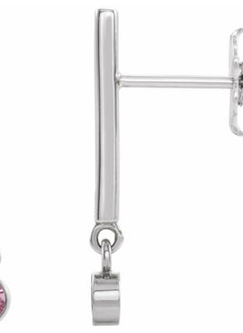 14K White Gold 1/8 CTW Natural Diamond Bar Earrings