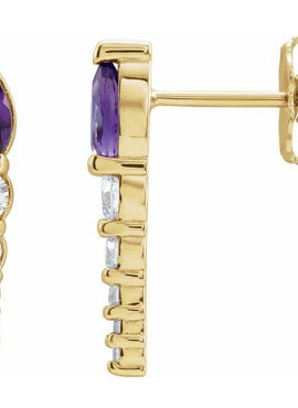 14K White Gold Lab-Grown Alexandrite & 1/4 CTW Natural Diamond Earrings