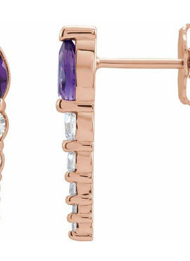 14K White Gold Lab-Grown Alexandrite & 1/4 CTW Natural Diamond Earrings