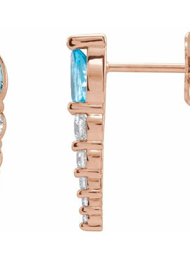 14K White Gold Lab-Grown Alexandrite & 1/4 CTW Natural Diamond Earrings