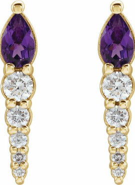14K White Gold Lab-Grown Alexandrite & 1/4 CTW Natural Diamond Earrings