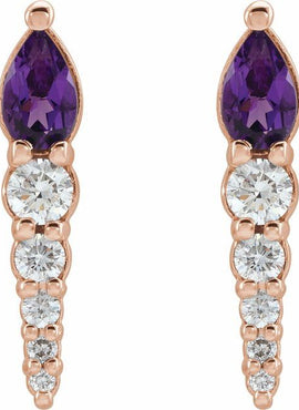 14K White Gold Lab-Grown Alexandrite & 1/4 CTW Natural Diamond Earrings