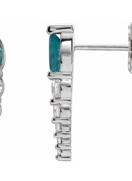 14K White Gold Lab-Grown Alexandrite & 1/4 CTW Natural Diamond Earrings