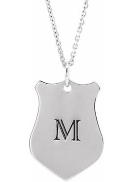 14K Rose Gold Engravable Sheild Pendant
