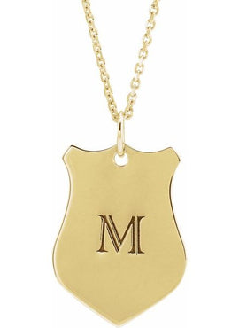 14K Rose Gold Engravable Sheild Pendant