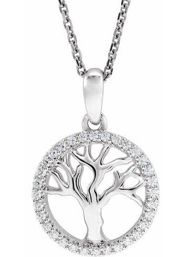 14K Yellow Gold 1/5 CTW Natural Diamond Tree of Life 16-18