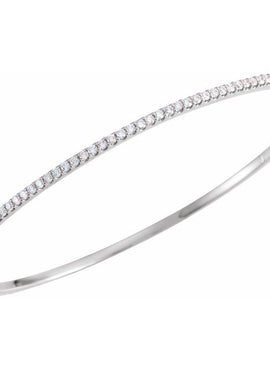 14K White Gold 1 CTW Natural Diamond Stackable Bangle 8