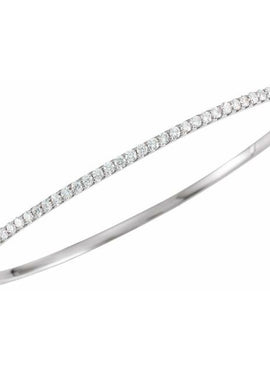 14K White Gold 1 CTW Natural Diamond Stackable Bangle 8