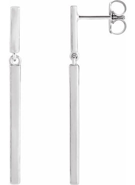 14K Yellow Gold 25.9x1.8 mm Articulated Bar Earrings