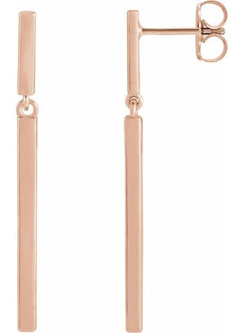 14K Yellow Gold 25.9x1.8 mm Articulated Bar Earrings