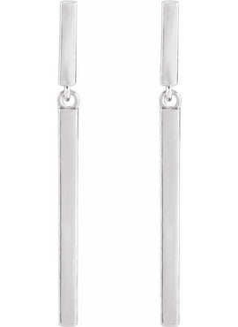 14K Yellow Gold 25.9x1.8 mm Articulated Bar Earrings