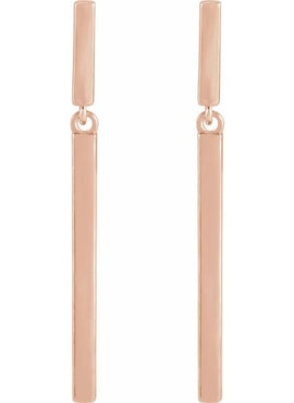 14K Yellow Gold 25.9x1.8 mm Articulated Bar Earrings