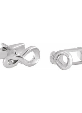 14K White Gold 15.8x7 mm Infinity-Inspired Cuff Links