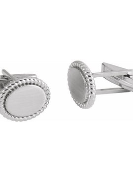 14K Yellow Gold 15.6x12.5 mm Rope Pattern Cuff Links