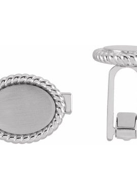 14K Yellow Gold 15.6x12.5 mm Rope Pattern Cuff Links
