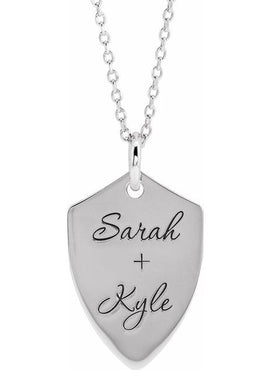 Sterling Silver Engravable Shield Pendant