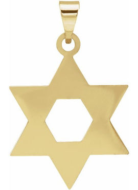 14K White Gold 32x26 mm Star of David Pendant