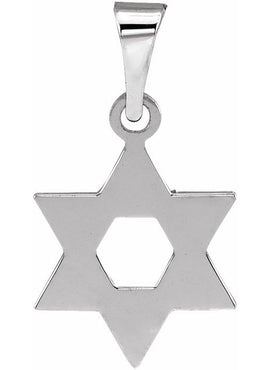 14K White Gold 32x26 mm Star of David Pendant