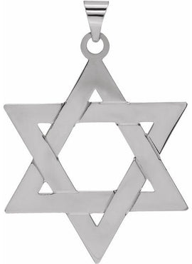 14K White Gold 32x26 mm Star of David Pendant