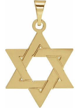 14K White Gold 32x26 mm Star of David Pendant