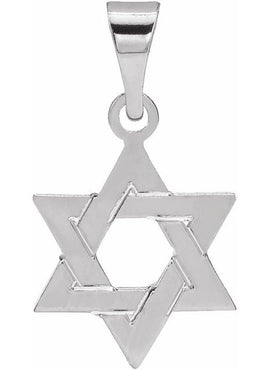 14K White Gold 32x26 mm Star of David Pendant