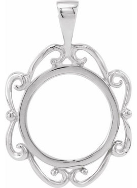 14K Yellow Gold  Coin Frame Bezel Pendant Mounting for 13x1 mm Coin