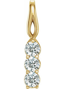 14K Yellow Gold 1/3 CTW Natural Diamond Three-Stone Pendant