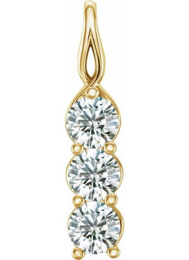 14K Yellow Gold 1/3 CTW Natural Diamond Three-Stone Pendant