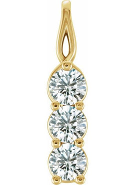 14K Yellow Gold 1/3 CTW Natural Diamond Three-Stone Pendant