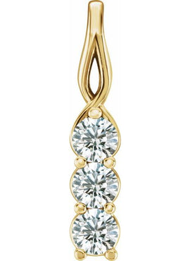 14K Yellow Gold 1/3 CTW Natural Diamond Three-Stone Pendant