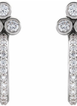 14K Rose Gold Natural Mozambique Garnet & 1/4 CTW Natural Diamond J-Hoop Earrings