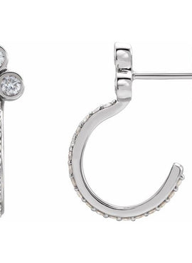 14K Rose Gold Natural Mozambique Garnet & 1/4 CTW Natural Diamond J-Hoop Earrings