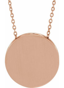 14K White Gold Engravable Disc Pendant