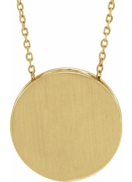 14K White Gold Engravable Disc Pendant