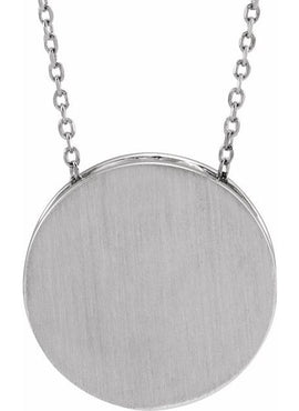 14K White Gold Engravable Disc Pendant