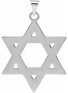 14K White Gold 32x26 mm Star of David Pendant