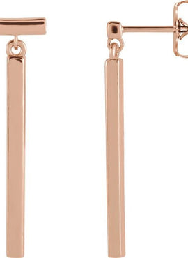 14K Yellow Gold Articulated Bar Earrings