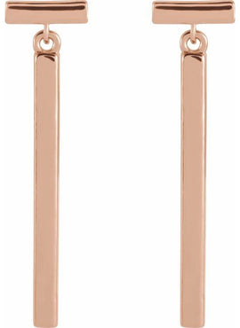 14K Yellow Gold Articulated Bar Earrings